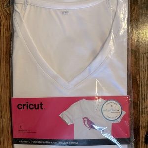 Large White V- Neck Cricut Infusible Ink T-Shirt